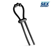 Черное эрекционное кольцо со стимулирующими бусинами - Sex Expert - в Домодедово купить с доставкой