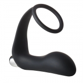 Черное эрекционное кольцо с вибропробкой Vibrating Anal Plug With Cockring - Dream Toys - в Домодедово купить с доставкой