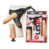 Телесный страпон Harness LESBI с вагинальной пробкой - 16,5 см. - LOVETOY (А-Полимер) - купить с доставкой в Домодедово