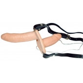 Телесный женский страпон с вагинальной пробкой Strap-On Duo - 15 см. - Orion - купить с доставкой в Домодедово