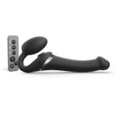Черный безремневой страпон Multi Orgasm Size M с клиторальной стимуляцией - Strap-on-me - купить с доставкой в Домодедово