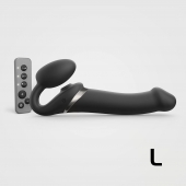 Черный безремневой страпон Multi Orgasm Size L с клиторальной стимуляцией - Strap-on-me - купить с доставкой в Домодедово