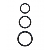 Набор из трех черных эрекционных колец Silicone 3-Ring Stamina Set - Pipedream - в Домодедово купить с доставкой