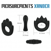 Черное эрекционное кольцо с массажными гребнями Rooster Xander - Velv or - в Домодедово купить с доставкой
