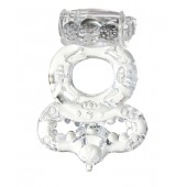 Прозрачное эрекционное кольцо с вибратором  и подхватом - Toyfa Basic - в Домодедово купить с доставкой