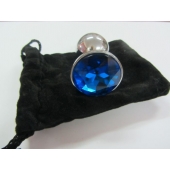 Анальное украшение BUTT PLUG  Small с синим кристаллом - 7 см. - Anal Jewelry Plug - купить с доставкой в Домодедово