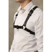 Черная мужская кожаная портупея №4 - БДСМ Арсенал - купить с доставкой в Домодедово