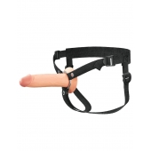 Телесный полый страпон на черных ремнях Hollow Silicone Strap-on - 17,8 см. - Pipedream - купить с доставкой в Домодедово