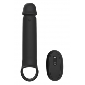 Черная насадка-удлинитель с вибрацией Vibrating Extender With Remote - Dream Toys - в Домодедово купить с доставкой