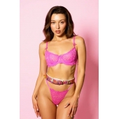 Эффектный розовый пояс из голографической эко-кожи - БДСМ Арсенал - купить с доставкой в Домодедово