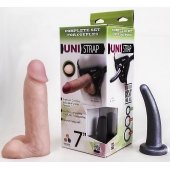 Страпон-унисекс с двумя насадками UNI strap 7  Harness - 19 и 16 см. - LOVETOY (А-Полимер) - купить с доставкой в Домодедово