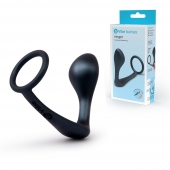 Черное эрекционное кольцо со стимулятором простаты Ringer Cock Ring   Plug - b-Vibe - в Домодедово купить с доставкой