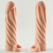 Телесная насадка-удлинитель Okoto со спиралевидным рельефом - 16 см. - Sitabella - в Домодедово купить с доставкой