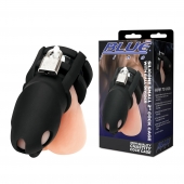 Черная клетка для пениса Silicone Small 2 in Cock Cage With Ball Divider - BlueLine - купить с доставкой в Домодедово