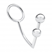 Кольцо на пенис с анальным стимулятором Two Bead Stainless Steel Anal Hook   Cock Ring - BlueLine - в Домодедово купить с доставкой