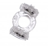 Прозрачное виброкольцо с двумя вибропульками - Toyfa Basic - в Домодедово купить с доставкой