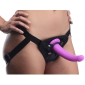 Лиловый поясной страпон Navigator Silicone G-Spot Dildo with Harness - 17,8 см. - XR Brands - купить с доставкой в Домодедово
