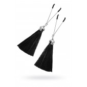 Зажимы на соски «Вилки» с черными кисточками из шелка - Pecado - купить с доставкой в Домодедово