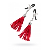 Зажимы на соски «Прищепки» с красными кисточками из замши - Pecado - купить с доставкой в Домодедово