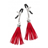 Зажимы на соски «Прищепки» с красными кисточками из замши - Pecado - купить с доставкой в Домодедово