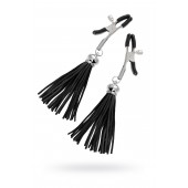 Зажимы на соски «Прищепки» с черными кисточками из замши - Pecado - купить с доставкой в Домодедово