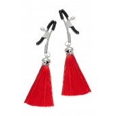 Зажимы на соски «Прищепки» с красными кисточками из шелка - Pecado - купить с доставкой в Домодедово