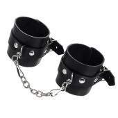 Черные однослойные наручники из натуральной кожи с цепочкой - Pecado - купить с доставкой в Домодедово