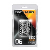 Прозрачная насадка с объёмными чёрточками STAY HARD COCK SLEEVE 06 CLEAR - Blush Novelties - в Домодедово купить с доставкой