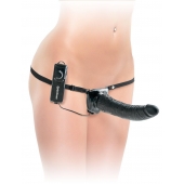 Черный страпон с вагинальной пробкой Deluxe Vibrating Penetrix Strap-On - 19 см. - Pipedream - купить с доставкой в Домодедово