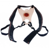 Телесный полый страпон на ремешках - 16,5 см. - Boys of Toys - купить с доставкой в Домодедово