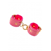 Розовые двуслойные кожаные оковы - Pecado - купить с доставкой в Домодедово