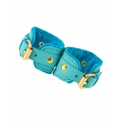 Голубые двуслойные кожаные наручники-браслеты - Pecado - купить с доставкой в Домодедово