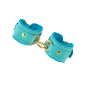 Голубые двуслойные кожаные наручники-браслеты - Pecado - купить с доставкой в Домодедово