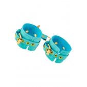 Голубые однослойные кожаные наручники - Pecado - купить с доставкой в Домодедово