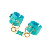 Голубые однослойные кожаные наручники - Pecado - купить с доставкой в Домодедово