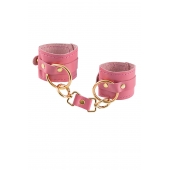 Розовые однослойные кожаные наручники - Pecado - купить с доставкой в Домодедово