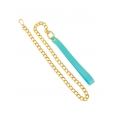 Голубой кожаный поводок с карабином для ошейника - 80 см. - Pecado - купить с доставкой в Домодедово