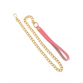 Розовый кожаный поводок с карабином для ошейника - 80 см. - Pecado - купить с доставкой в Домодедово