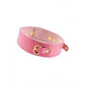 Розовый кожаный однослойный ошейник с прошивкой - Pecado - купить с доставкой в Домодедово