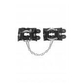 Черные кожаные наручники-браслеты из двух ремешков - Pecado - купить с доставкой в Домодедово