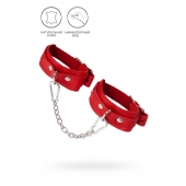 Красные кожаные узкие оковы со скруглёнными углами - Pecado - купить с доставкой в Домодедово