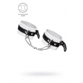 Бело-черные мягкие оковы с одним ремешком и люверсами - Pecado - купить с доставкой в Домодедово