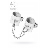 Белые мягкие кожаные наручники с люверсами - Pecado - купить с доставкой в Домодедово