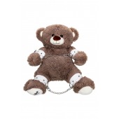 Бондажный набор: бурый мишка с белыми оковами и наручниками - Pecado - купить с доставкой в Домодедово