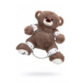 Бондажный набор: бурый мишка с белыми оковами и наручниками - Pecado - купить с доставкой в Домодедово