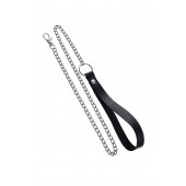 Поводок с ручкой из черной натуральной кожи и карабином для ошейника - Pecado - купить с доставкой в Домодедово