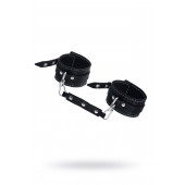 Черные двухслойные кожаные оковы с белой строчкой - Pecado - купить с доставкой в Домодедово