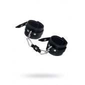 Черные двухслойные наручники с белой строчкой - Pecado - купить с доставкой в Домодедово