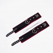 Черно-красные оковы с красной строчкой Sex - Crazy Handmade - купить с доставкой в Домодедово