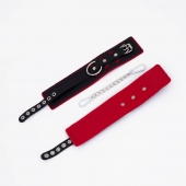 Черно-красные оковы с красной строчкой Sex - Crazy Handmade - купить с доставкой в Домодедово